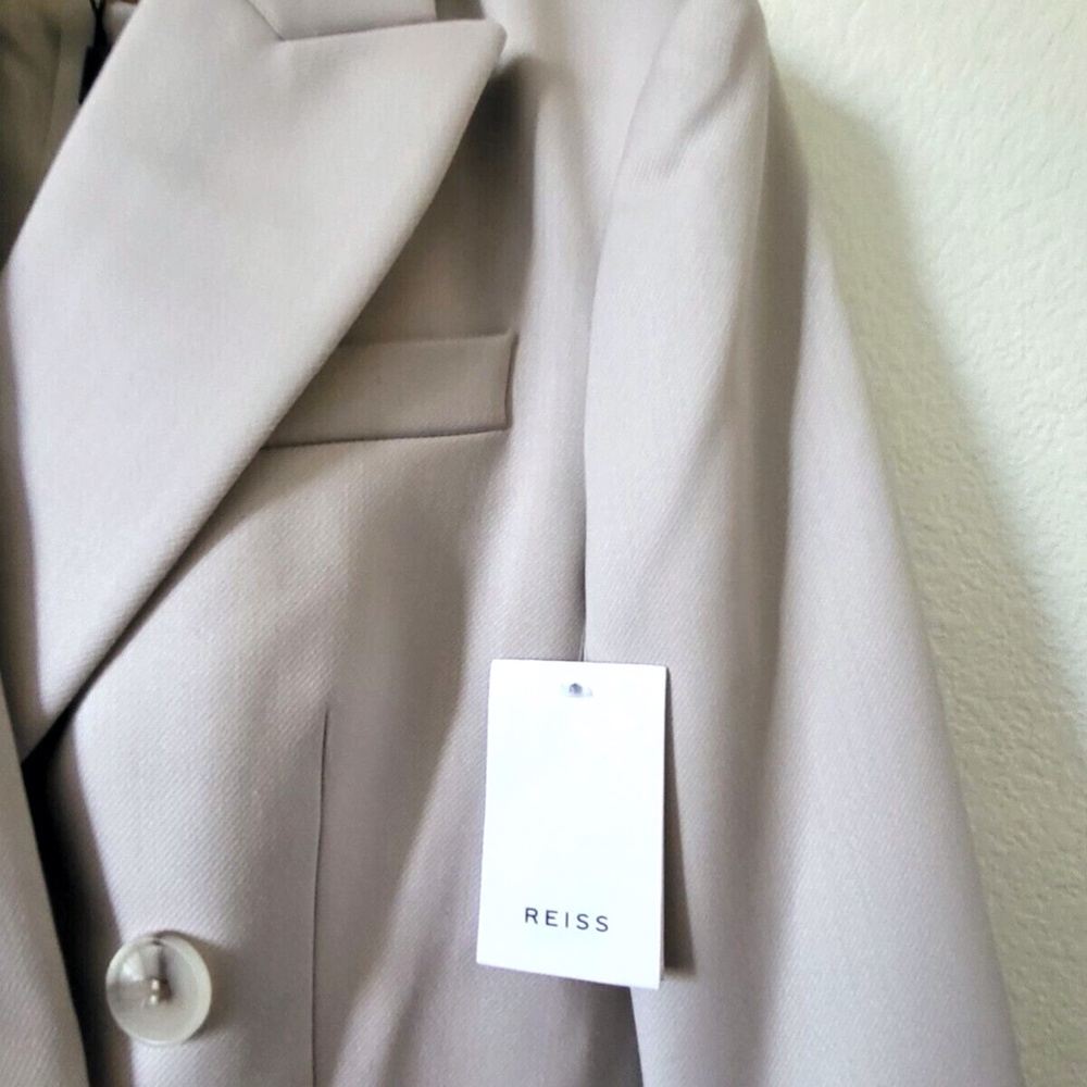 Unworn Reiss Astrid Double Breasted Wool Blend Blazer in Neutral - Picture 7 of 8